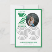 Groene Retro Grote Nummers Afstuderen Foto Kaart (Voorkant)