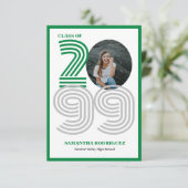 Groene Retro Grote Nummers Afstuderen Foto Kaart (Staand voorkant)