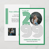 Groene Retro Grote Nummers Afstuderen Foto Kaart (Voorkant / Achterkant)