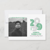 Groene Retro Grote Nummers Klasse van Foto Kaart (Voorkant)