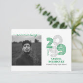 Groene Retro Grote Nummers Klasse van Foto Kaart (Staand voorkant)