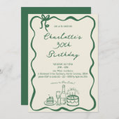 GROENE RETRO HANDGETEKENDE 30e verjaardag Kaart (Voorkant / Achterkant)