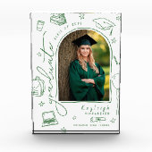 Groene Retro Handgetekende Afstudeer Fotoblok (Voorkant)