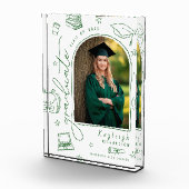 Groene Retro Handgetekende Afstudeer Fotoblok (Rechts)