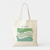 Groene retro leraar waardering gepersonaliseerd tote bag (Achterkant)