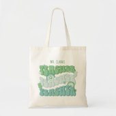 Groene retro leraar waardering gepersonaliseerd tote bag (Voorkant)
