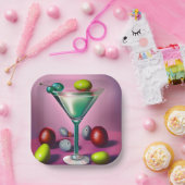 Groene Retro Martini Papieren Bordje (Feest)