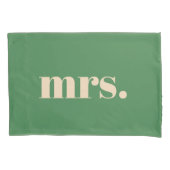 Groene retro moderne bruiloft meneer en mevrouw kussensloop (Voorkant)