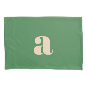 Groene retro moderne huwelijksinitiaal  kussensloop