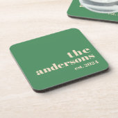 Groene Retro moderne minimalistisch Bier Onderzetter (Linkerzijde)