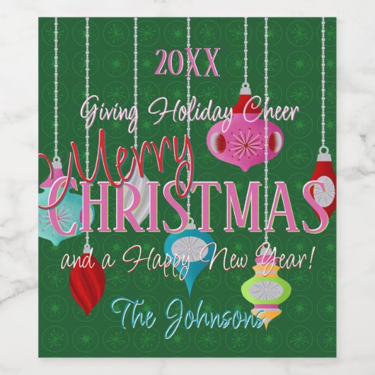 Groene Retro Ornamenten Wijn Etiket (Enkel label)