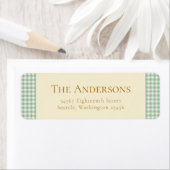 Groene Retro Plaid Gingham Retouradres Etiket (Insitu)