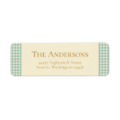 Groene Retro Plaid Gingham Retouradres Etiket (Voorkant)