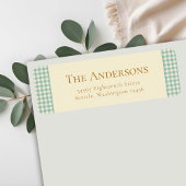 Groene Retro Plaid Gingham Retouradres Etiket