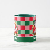 Groene Retro Santa Claus Tartan Plaid Kerstmis Mok (Midden)