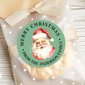 Groene  Retro Santa Claus Vrolijk Kerstfeest Ronde Sticker
