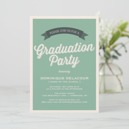 GROENE RETRO SCRIPT | INSCHRIJVING VAN DE GRADUATI KAART (Staand voorkant)