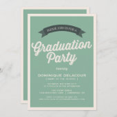 GROENE RETRO SCRIPT | INSCHRIJVING VAN DE GRADUATI KAART (Voorkant / Achterkant)