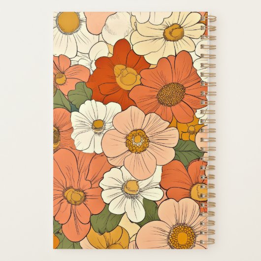 Groene Retro Sinaasappel Groove Bloemen Kleine Pla Planner (Achterkant)
