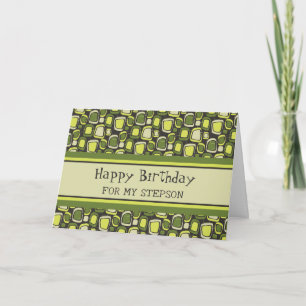 Groene Retro Stepson Verjaardag Kaart