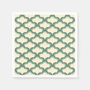 Groene retro stijl golven patroon servet