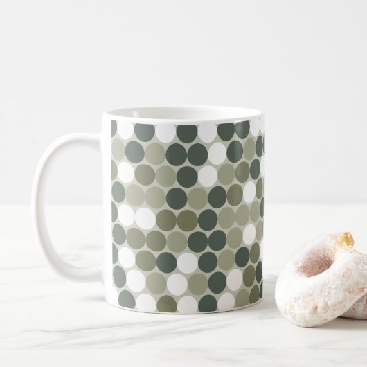 Groene retro stippen koffiemok (Met donut)