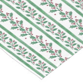 Groene retro strepen hulstbes kerst korte tafelloper (Hoek)