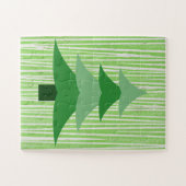 Groene Retro Style Kerstboom Kind Puzzel (Horizontaal)