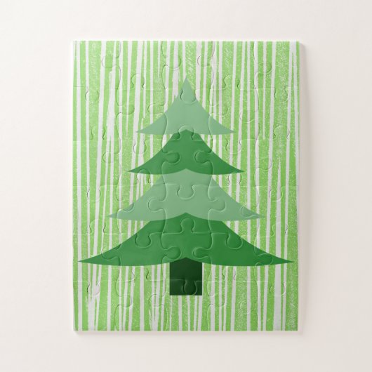 Groene Retro Style Kerstboom Kind Puzzel (Verticaal)