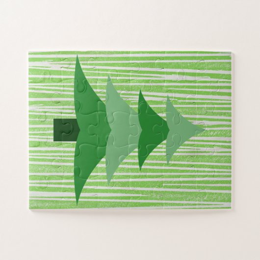 Groene Retro Style Kerstboom Kind Puzzel Legpuzzel (Horizontaal)