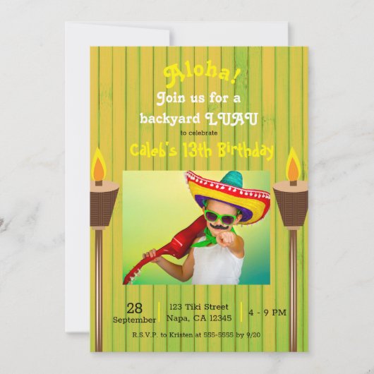 Groene Retro Summer Party Luau Birthday Kaart (Voorkant)