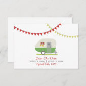 Groene Retro Trailer & Wedding sparen de Datum Save The Date (Voorkant / Achterkant)