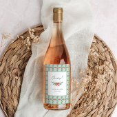 Groene Retro vakantie bruiloft Wijn Etiket