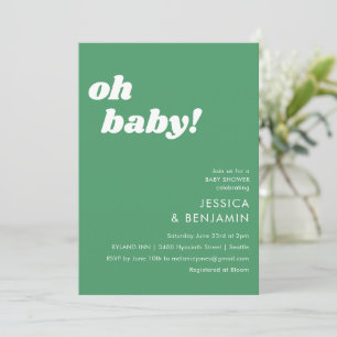 Groene Retro Vet Oh Baby Shower Pret Fun Kaart