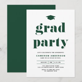 Groene Retro Vet Typografie Afstudeerfeest Kaart