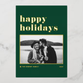 Groene Retro Vetgedrukte Typografie Foto Prettig K Folie Feestdagenkaart (Voorkant)