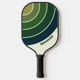 Groene Retro Vijf Cirkel Streep met Naam Pickleball Paddle