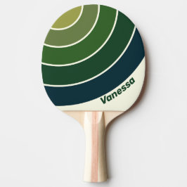Groene Retro Vijf Cirkel Streep met Naam Tafeltennisbatje