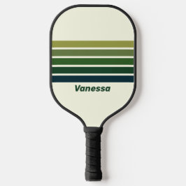 Groene Retro Vijf Dwars Strepen met Naam Pickleball Paddle