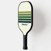 Groene Retro Vijf Dwars Strepen met Naam Pickleball Paddle (Links)