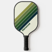 Groene Retro vijf Gestreept met Naam Pickleball Paddle (Voorkant)