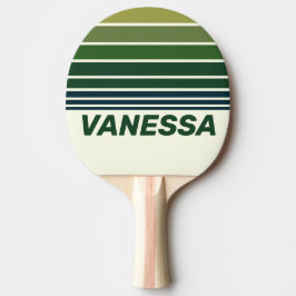 Groene Retro Vijf Horizon Strepen met Naam Tafeltennisbatje