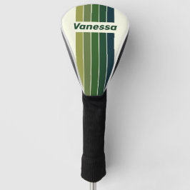 Groene Retro Vijf Pin Gestreepte met Naam Golfheadcover