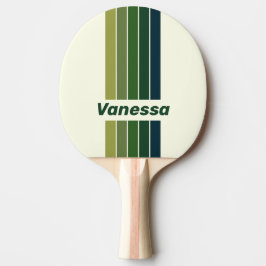 Groene Retro Vijf Pins Gestreept met Naam Tafeltennisbatje