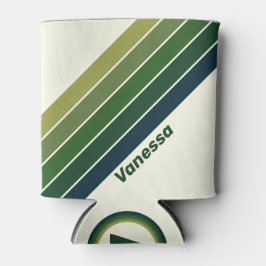 Groene Retro vijf Strepen met Naam Blikjeskoeler