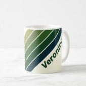 Groene Retro Vijf Strepen met Naam Koffiemok (Voorkant rechts)