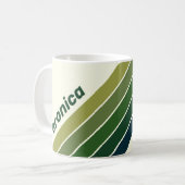 Groene Retro Vijf Strepen met Naam Koffiemok (Voorkant links)