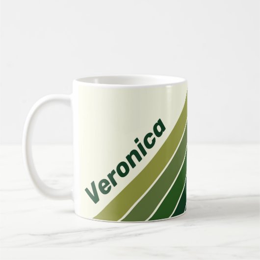 Groene Retro Vijf Strepen met Naam Koffiemok (Links)