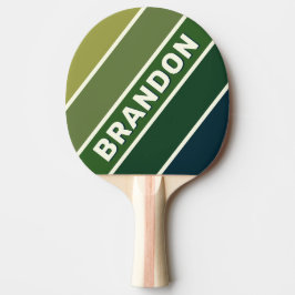 Groene Retro Vijf Vet Gestreept met Naam Tafeltennisbatje