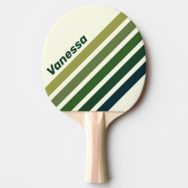Groene Retro Vijfhoekige Strepen met Naam Tafeltennisbatje